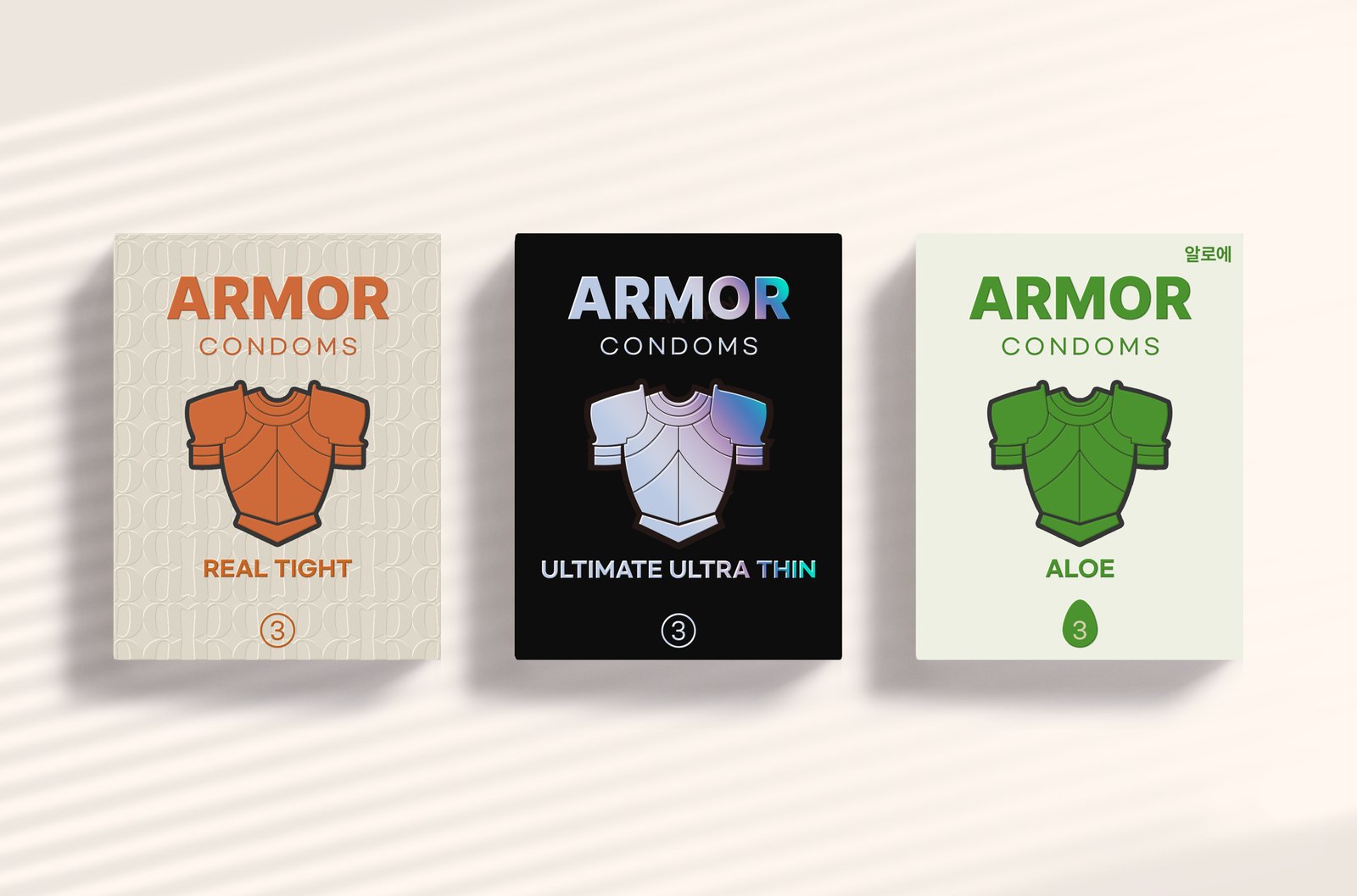 armor condom package design